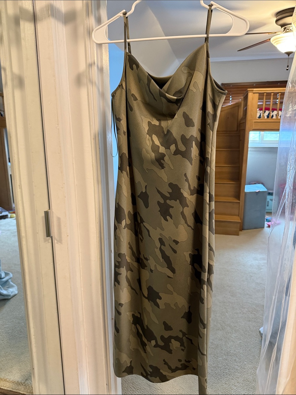 Banana Republic Olive Green Camo Midi Slip Dress